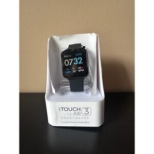 iTouch Air 3 44mm Black Case/ Black Strap Smartwatch New in Open Box